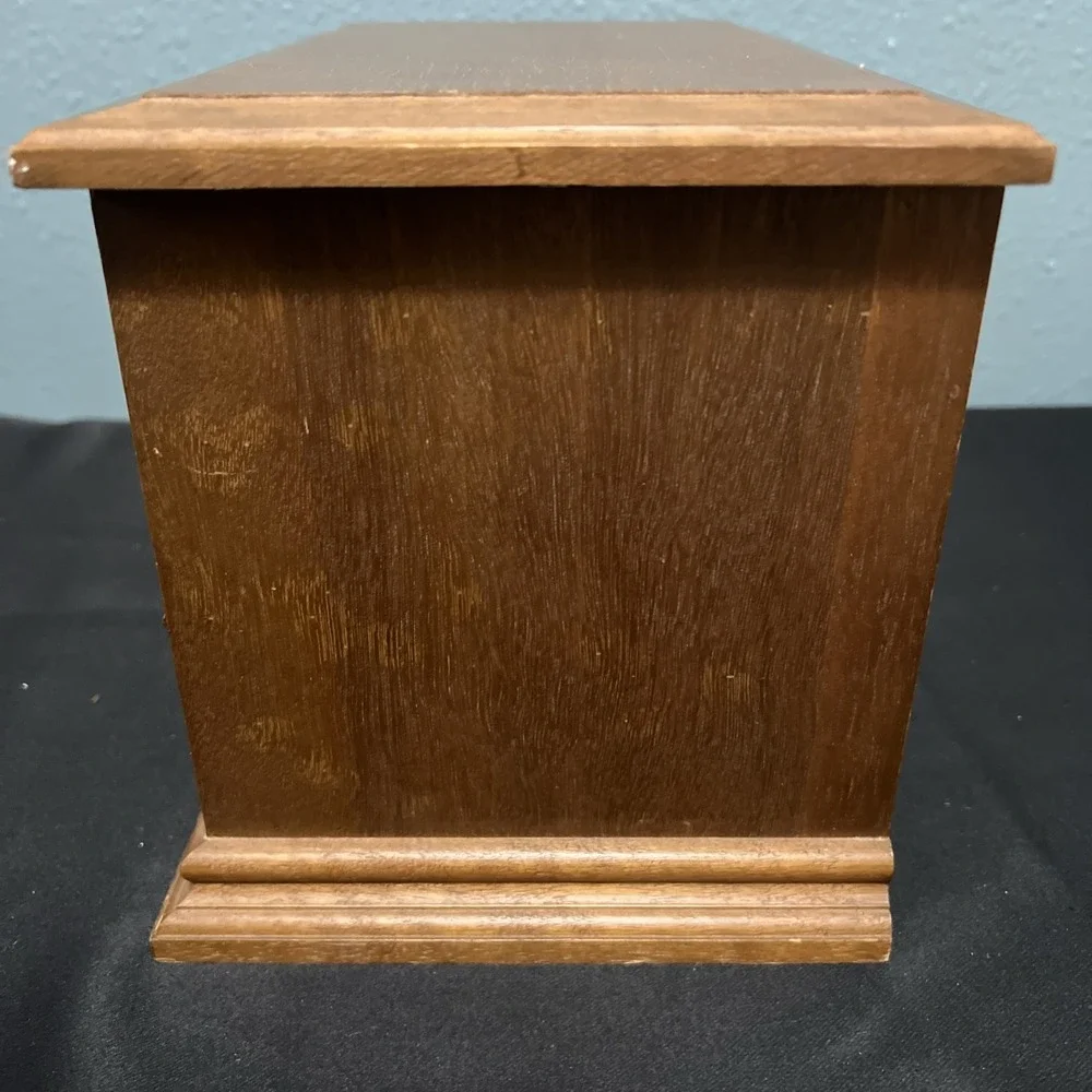 Vintage 60's Mele Wood Jewelry Chest Box Flip Up Lid / 2 Drawers Made In Taiwan‎